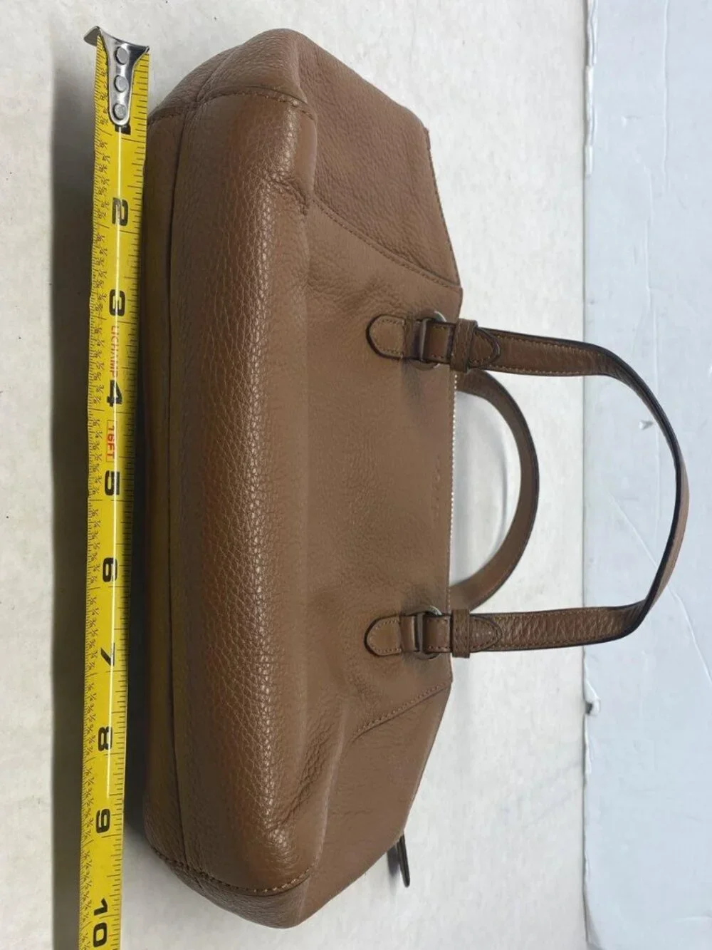 COACH Brown Pebbled Leather Zip Top Satchel Handbag+Park Leather Wristlet Purse